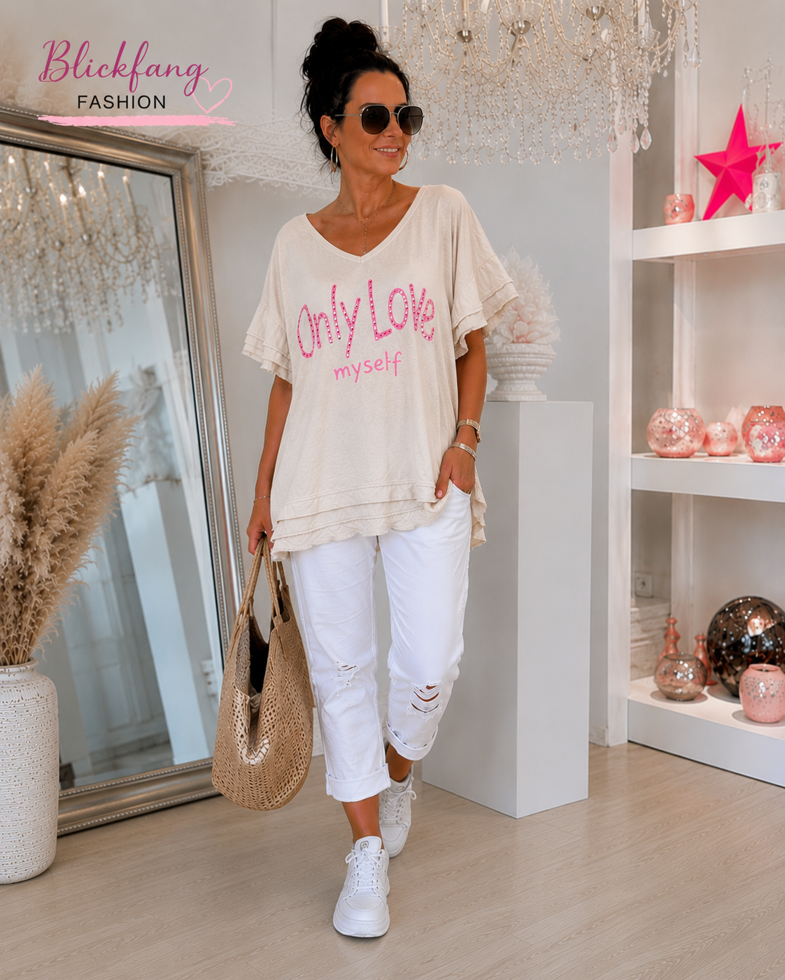 ✨ Only Love – Oversize Shirt mit Strass-Statement ✨