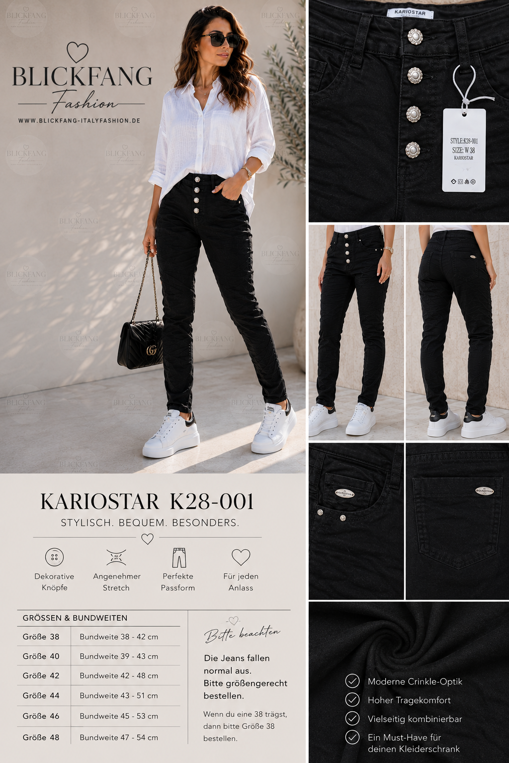 Karostar Jeans K28-001 Schwarz 38-48