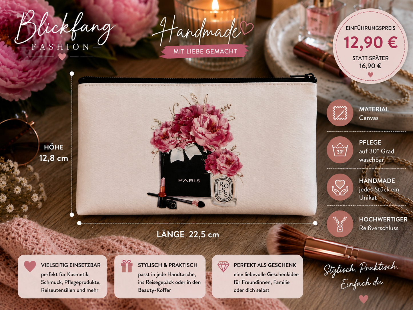 Kosmetik Täschle „ Fashion Flowers“