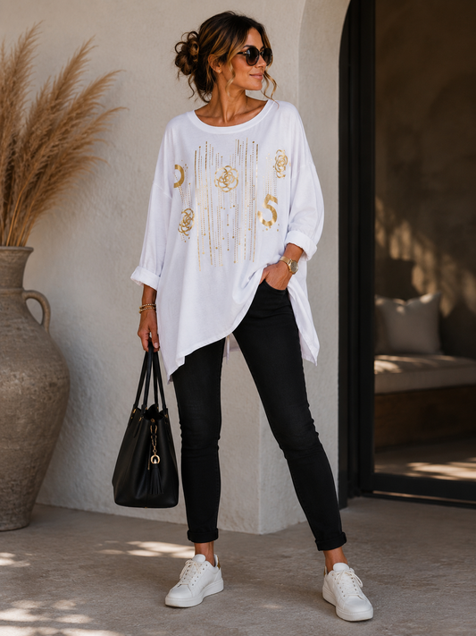 ✨ Golden Glam Oversize-Shirt – Dein eleganter Blickfang