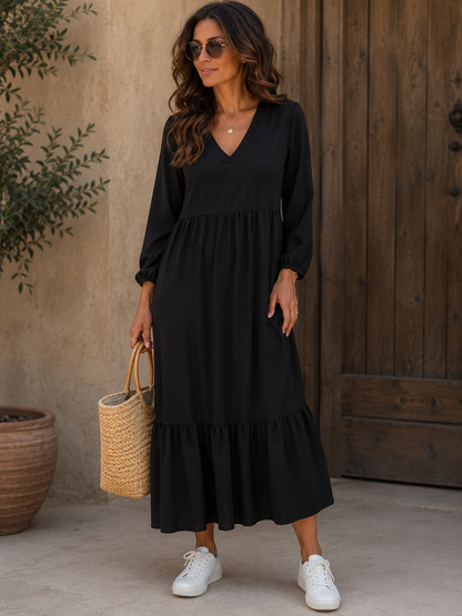 ✨ Maxikleid mit V-Ausschnitt – Zeitlos, feminin & wunderbar bequem