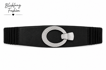 Glamour Stretch-Gürtel mit Strass-Ovalschließe – Eleganter Taillengürtel in 4 Farben