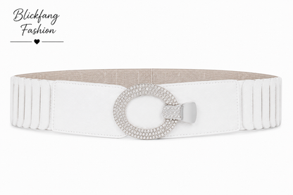 Glamour Stretch-Gürtel mit Strass-Ovalschließe – Eleganter Taillengürtel in 4 Farben