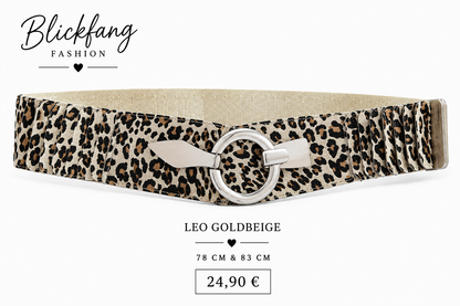 Leo Stretch-Gürtel mit silberner Statement-Schließe – Eleganz trifft Wild Style | 78 cm & 83 cm