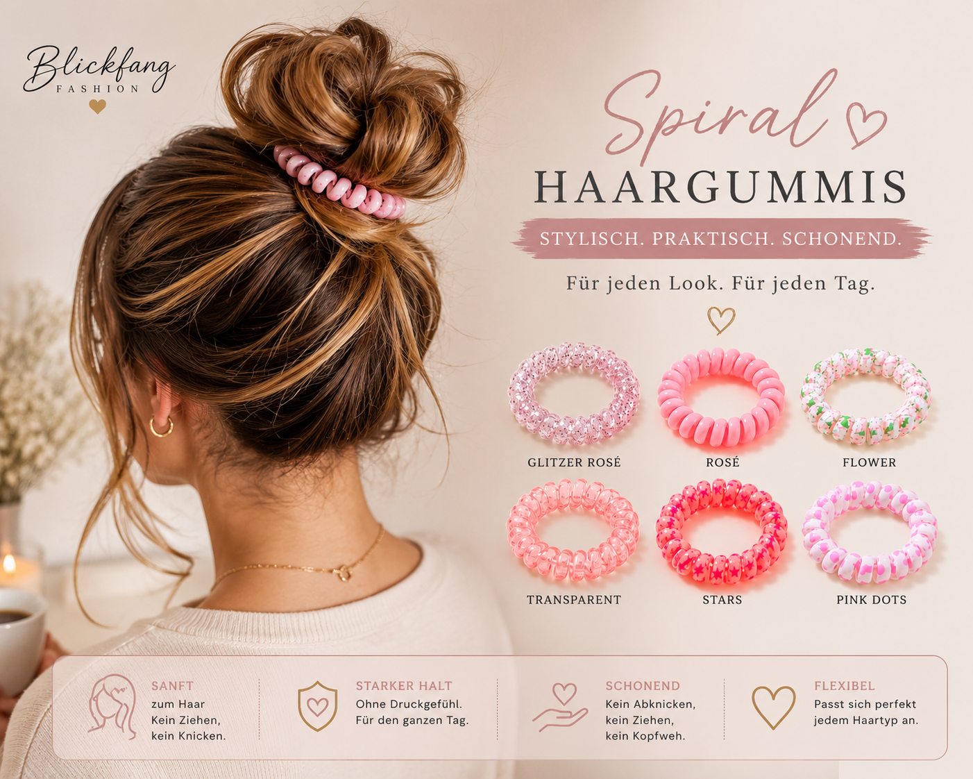 🎀 Hair Candy – 6er Spiral-Haargummi Geschenkset | Premium Hair Coils in Geschenkverpackung