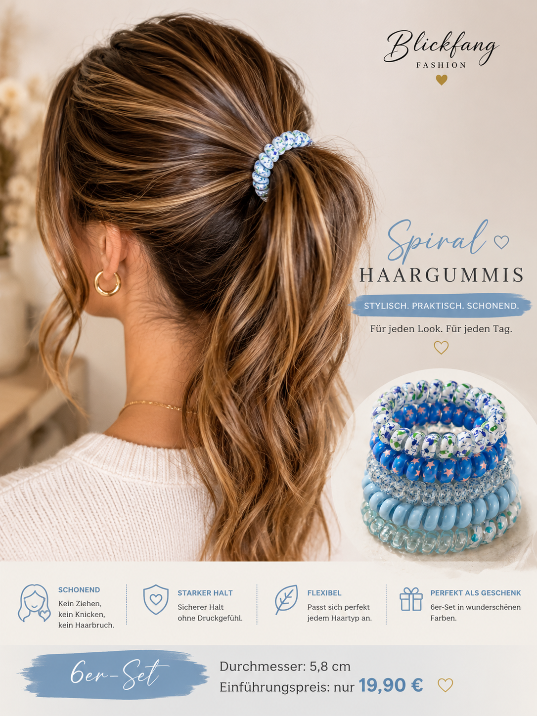 Hair Couture Collection – Luxuriöse Spiral-Haargummis im Geschenkset (6)