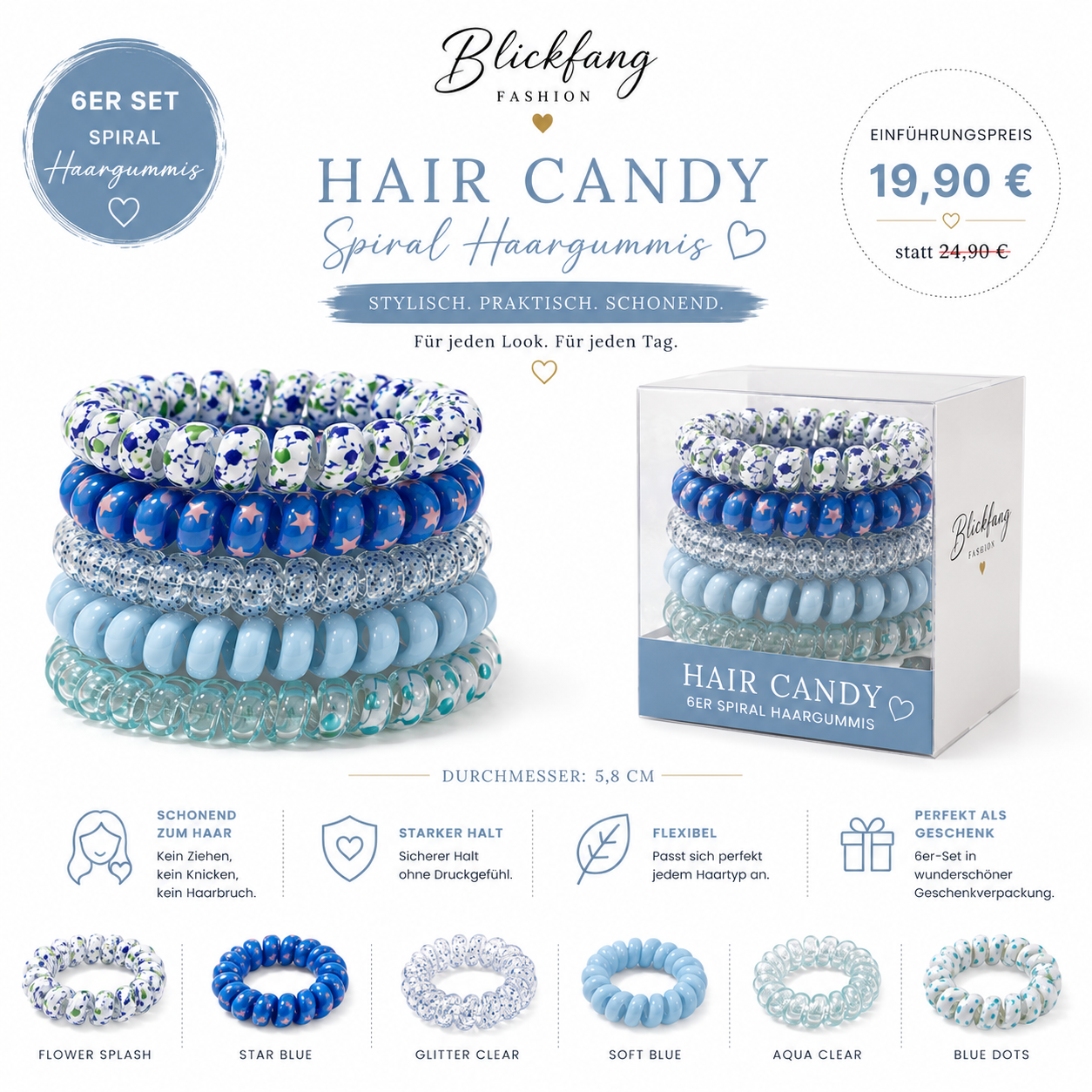 Hair Couture Collection – Luxuriöse Spiral-Haargummis im Geschenkset (6)