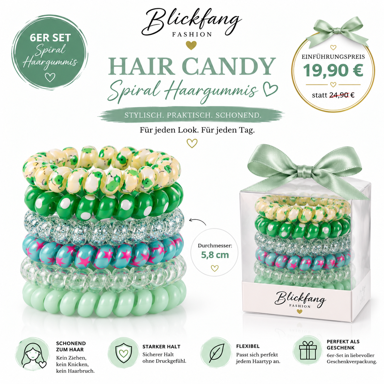 Hair - Ocean Breeze Collection – Premium Spiral-Haargummis im exklusiven 6er-Geschenkset