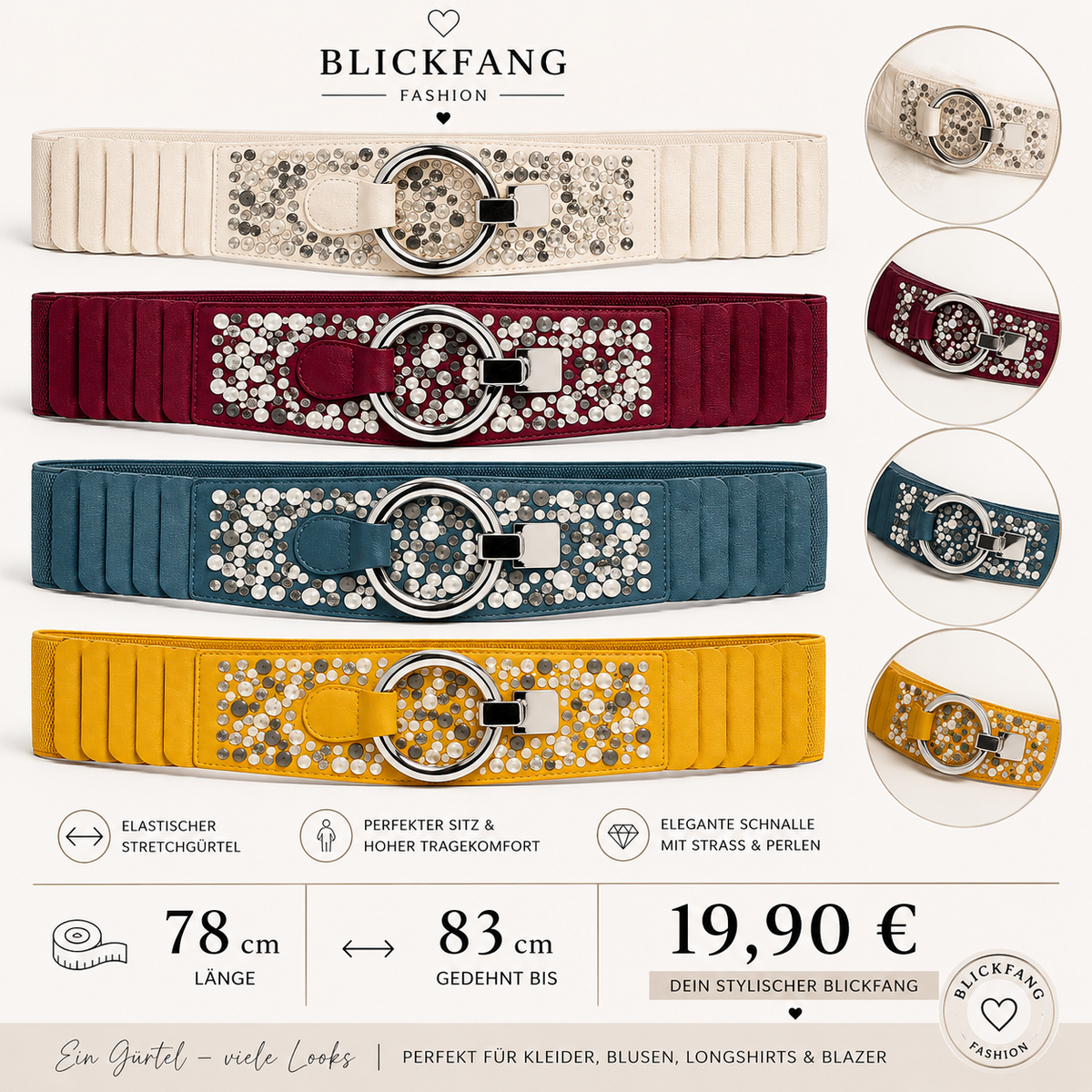 Stretchgürtel „Glam Sparkle“ – Eleganz mit funkelnden Strass-Details
