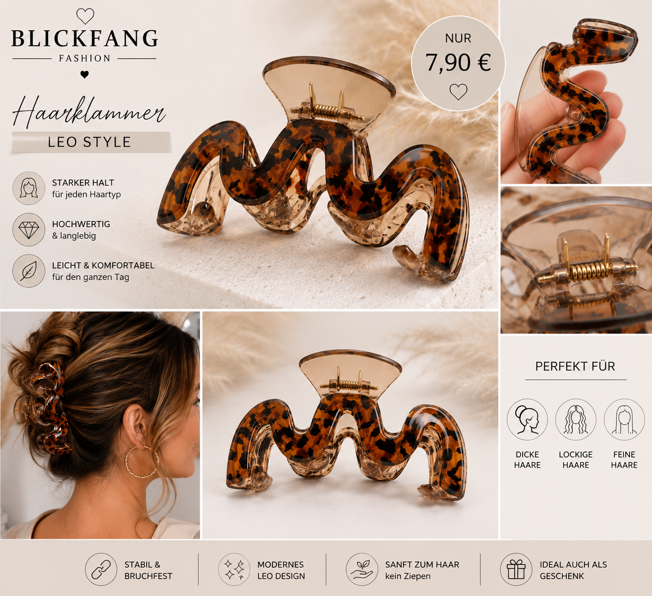 Leo Haarspange „Wave Glam“ – Stylischer Hingucker für deine Frisur