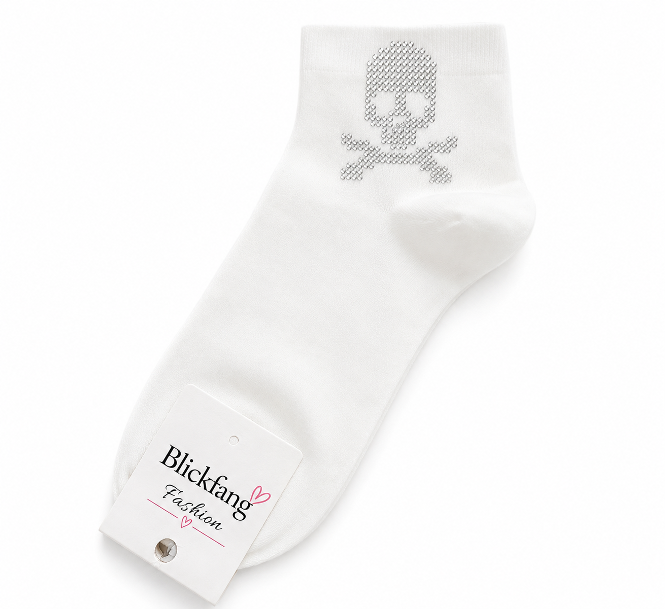Strass-Totenkopf Sneaker-Socken – Stylischer Hingucker in Weiß | Baumwolle | Größe 36–41