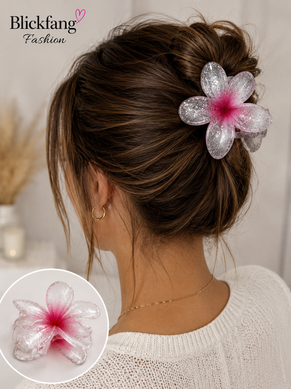 XL-Lotus Haarklammer mit Glitzer-Effekt – Eleganter Sommer-Look | Rosa |