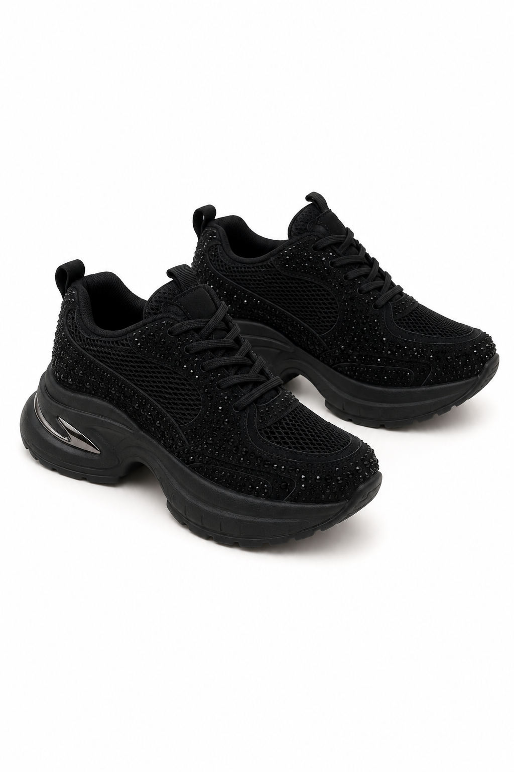 Glam Chunky Sneaker Schwarz – Glitzer trifft Komfort
