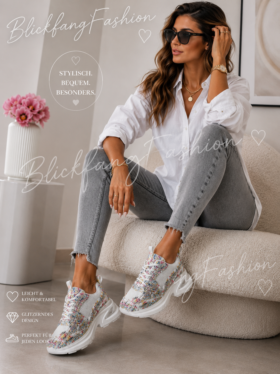 Glitzer Chunky Sneaker – Funkelnder Komfort für jeden Tag