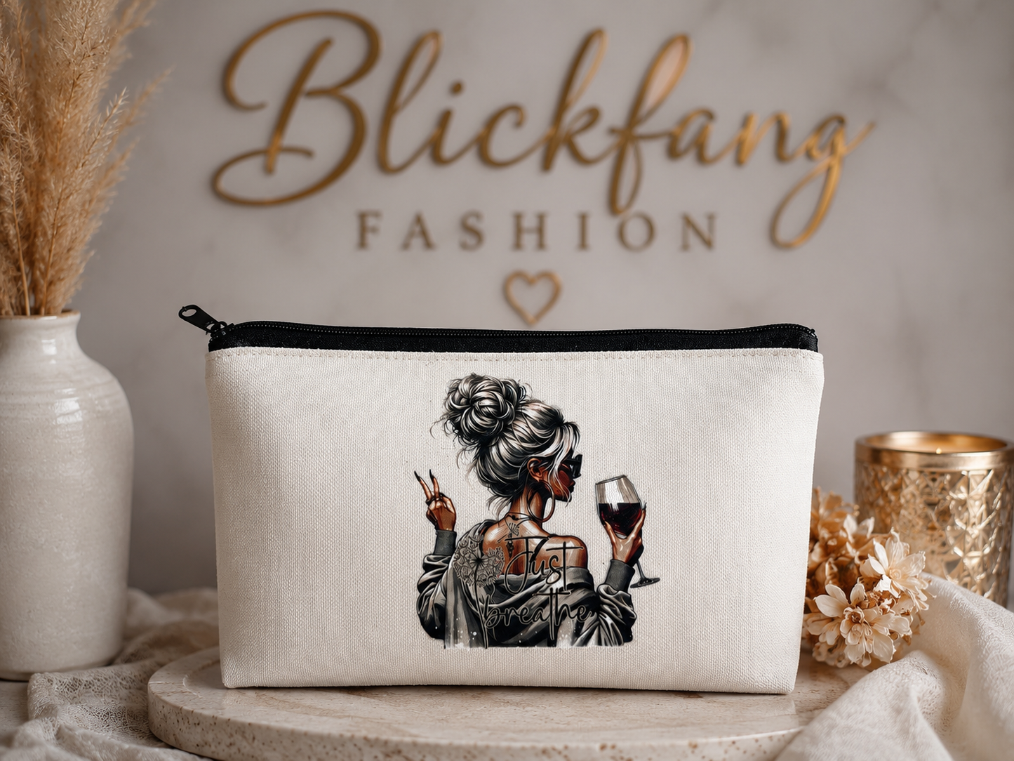 Handmade Canvas-Täschchen “Just Breathe” – vielseitig, stilvoll & mit Liebe gefertigt