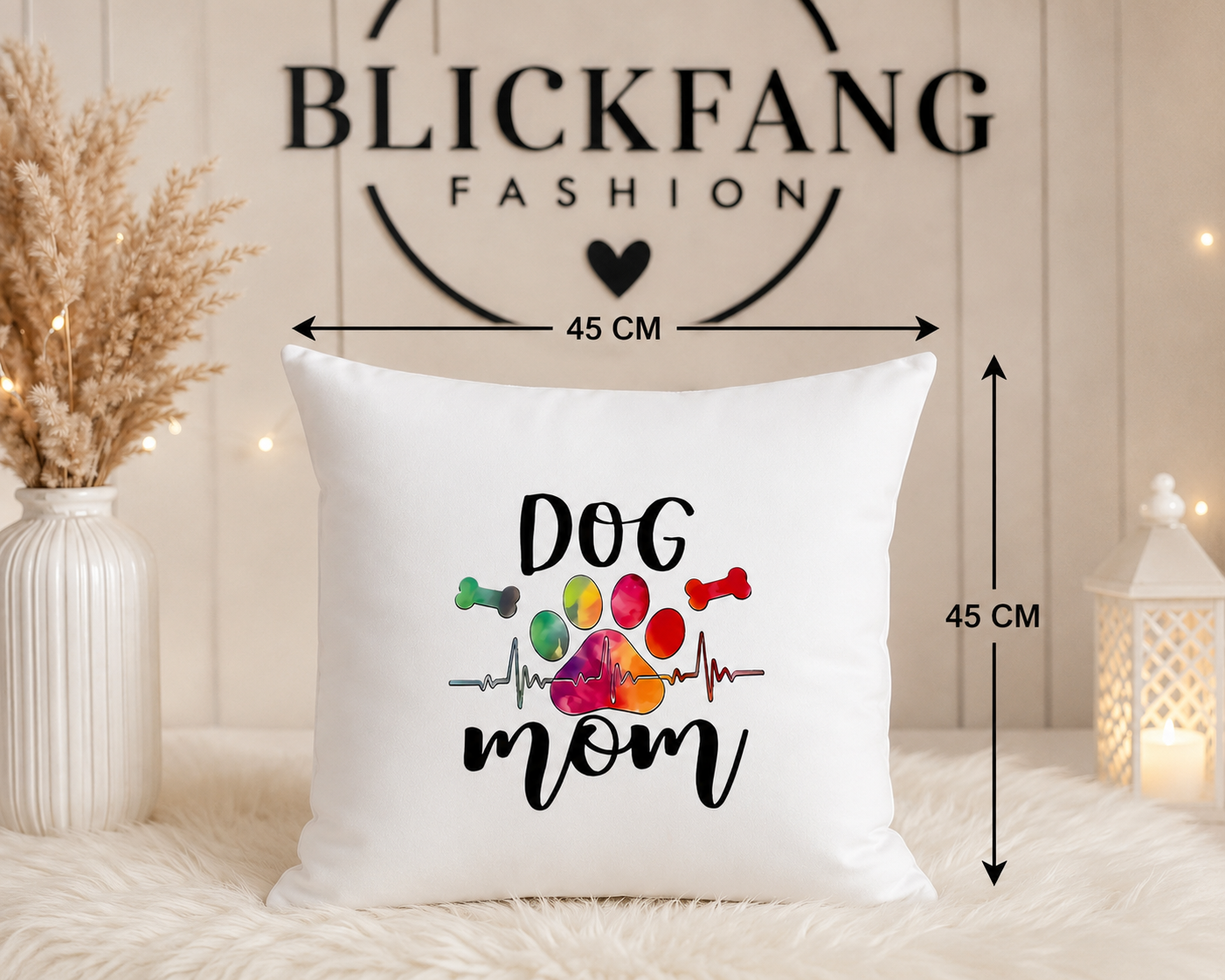 Kissenhülle „DOG MOM“ – Liebe auf vier Pfoten | 45 × 45 cm | Perfektes Geschenk für Hundefans