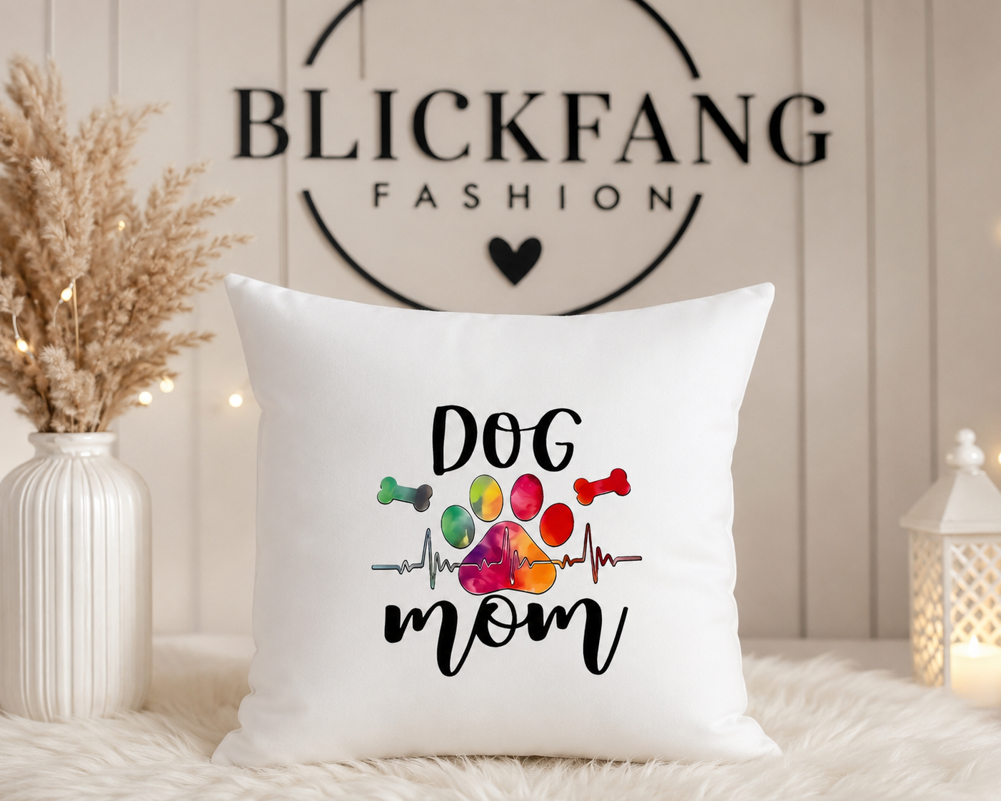Kissenhülle „DOG MOM“ – Liebe auf vier Pfoten | 45 × 45 cm | Perfektes Geschenk für Hundefans
