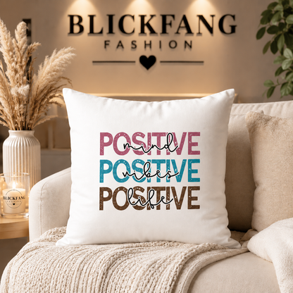 Kissenhülle „Positive Mind • Positive Vibes • Positive Life“ – 45 × 45 cm | Modernes Wohnaccessoire