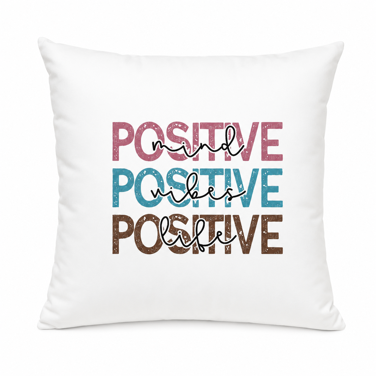 Kissenhülle „Positive Mind • Positive Vibes • Positive Life“ – 45 × 45 cm | Modernes Wohnaccessoire