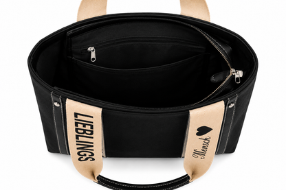 Statement Shopper “Lieblingsmensch” – Stilvolle Damen-Handtasche in Schwarz | Trendtasche für Alltag & Shopping | 39,90