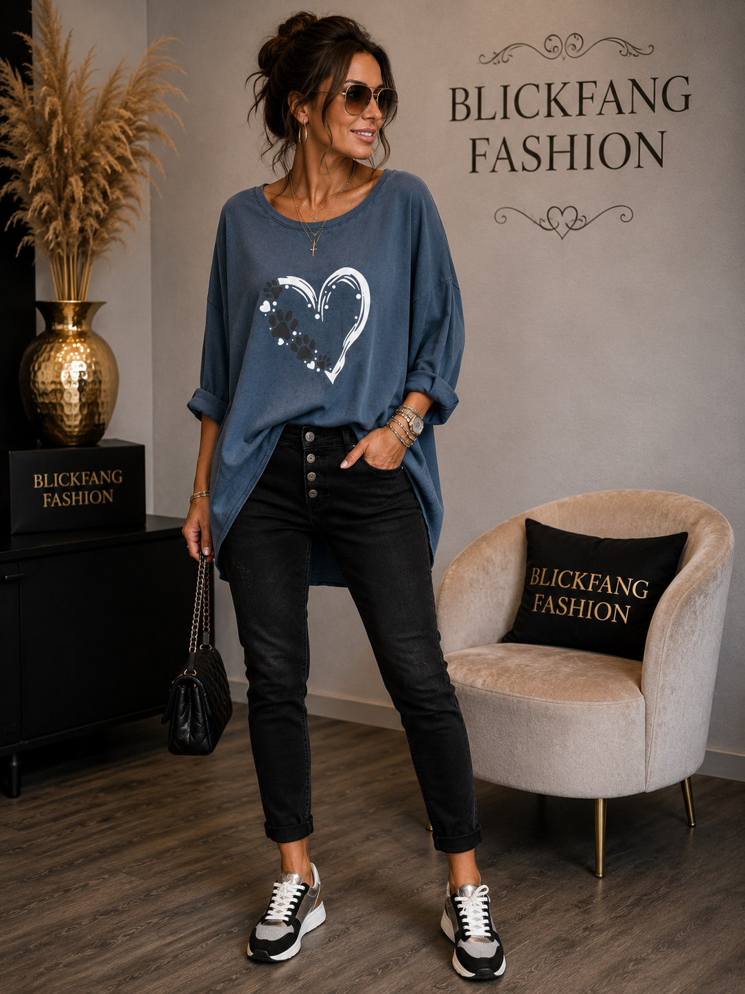 Oversize-Shirt mit Herz-Print – Bequem, modern & perfekt für jeden Tag | Blau