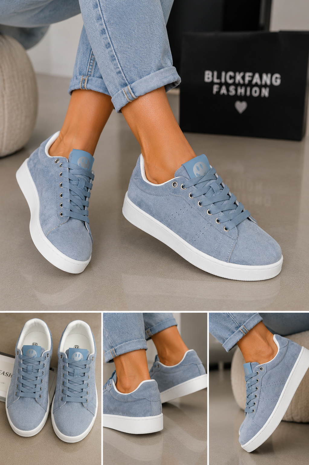 Sportlicher Velour -Sneaker Hellblau – Super bequem | Gr. 36–41
