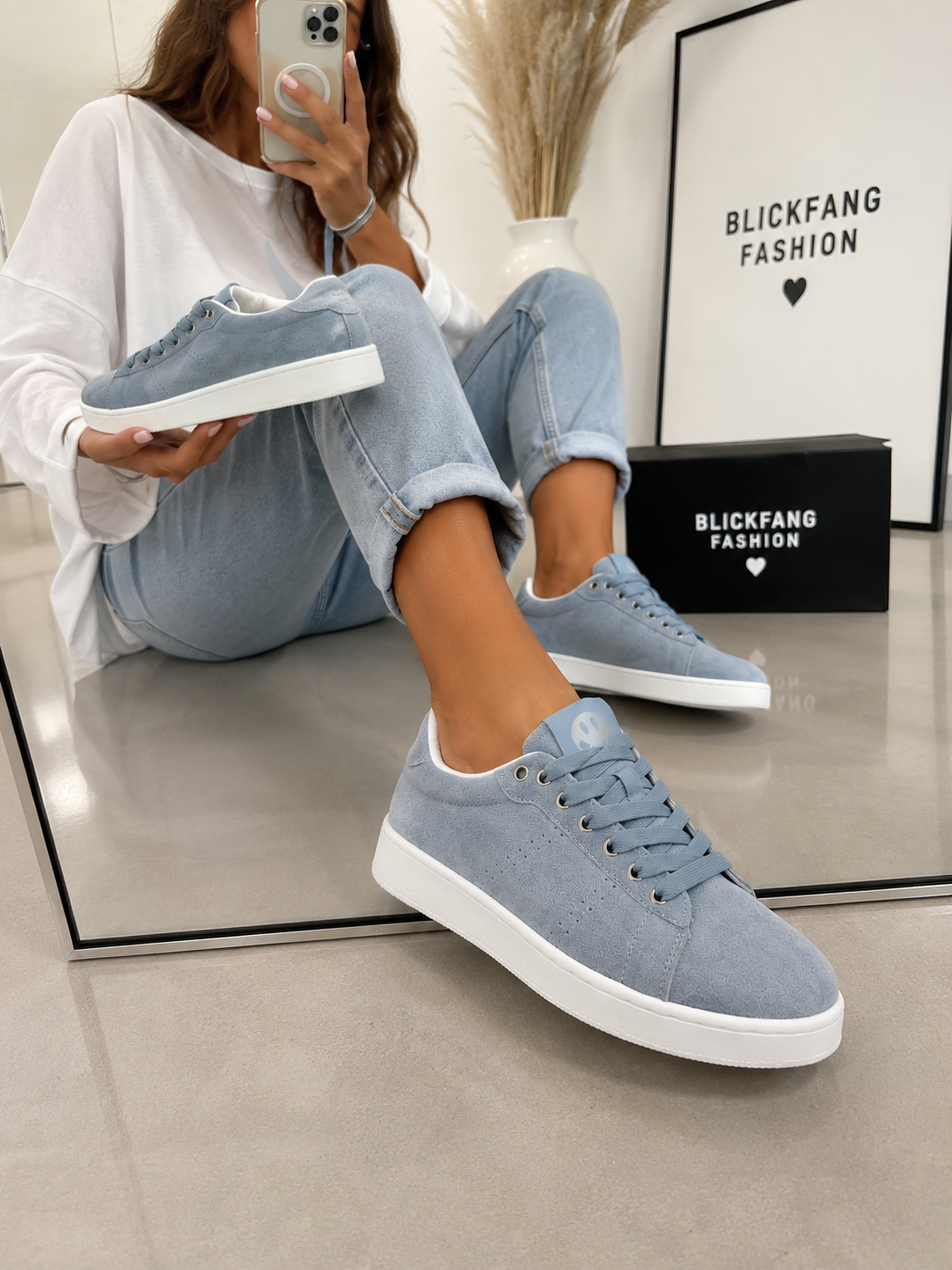 Sportlicher Velour -Sneaker Hellblau – Super bequem | Gr. 36–41