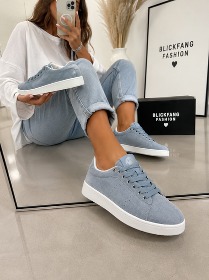 Sportlicher Velour -Sneaker Hellblau – Super bequem | Gr. 36–41