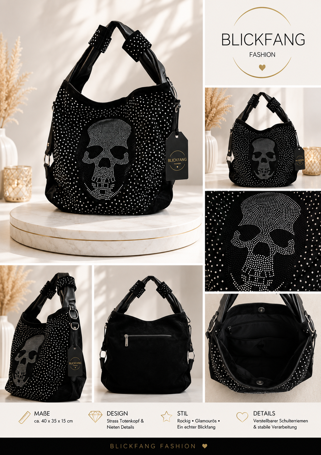 ✨ Glam Rock Skull Bag – Strass-Shopper mit Totenkopf | Der Blickfang für jedes Outfit