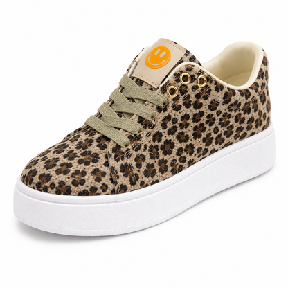 🐆 Leo Plateau-Sneaker mit Smiley – Trendiger Eyecatcher für jeden Look