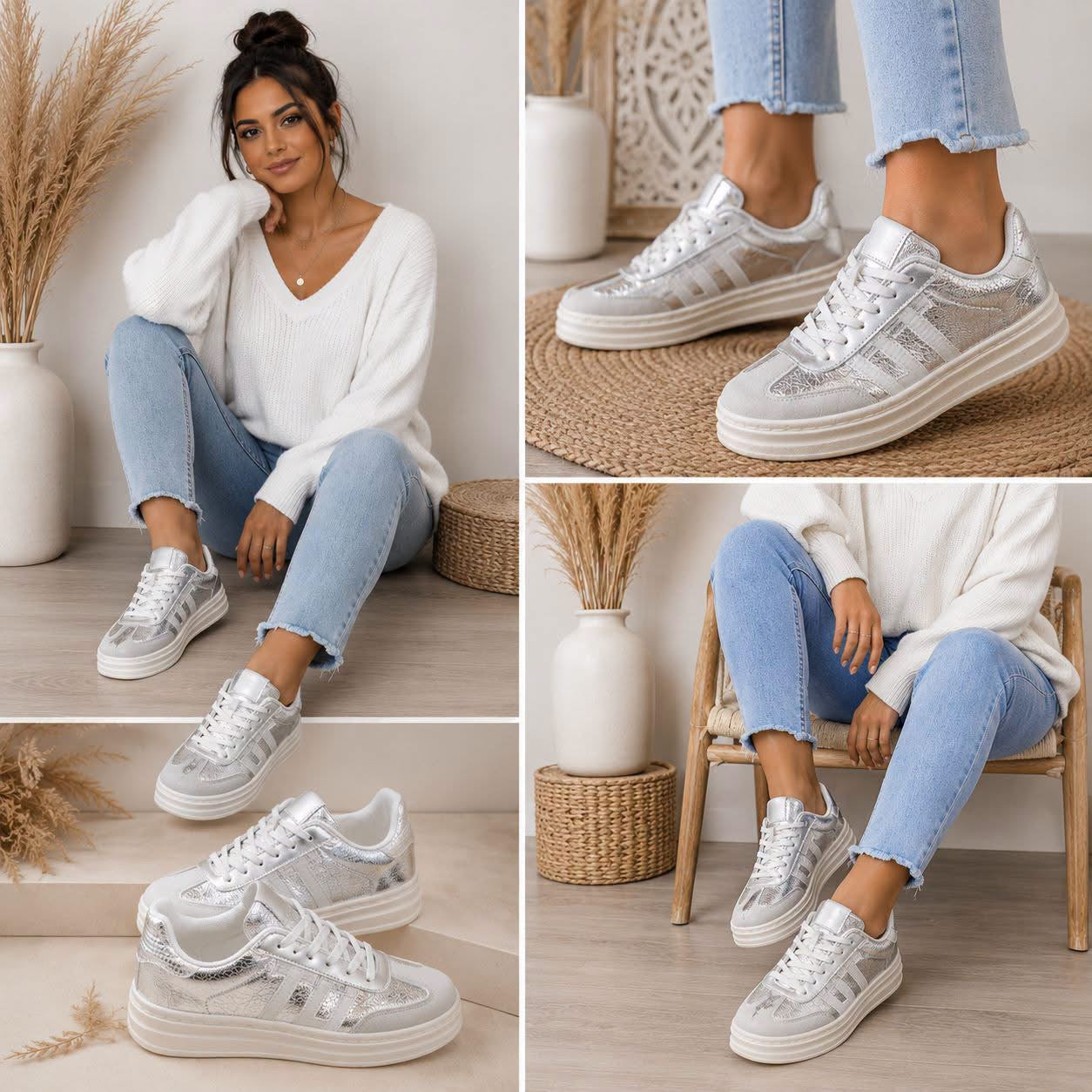 Silberne Plateau-Sneaker – Der Trend für jeden Look 36-41