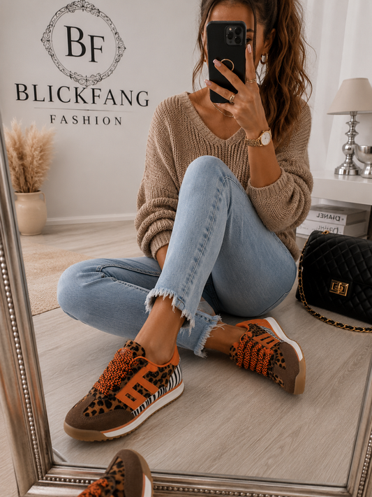 Leo-Zebra Sneaker – Trend-Highlight in Orange 🧡