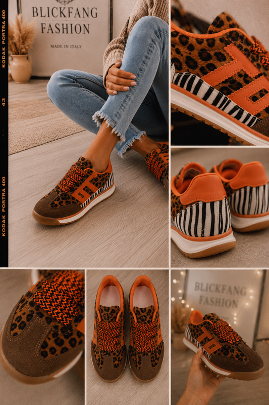Leo-Zebra Sneaker – Trend-Highlight in Orange