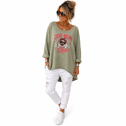 DOG MOM Club – Oversize-Shirt mit Statement-Print | Trendshirt für Hundefans