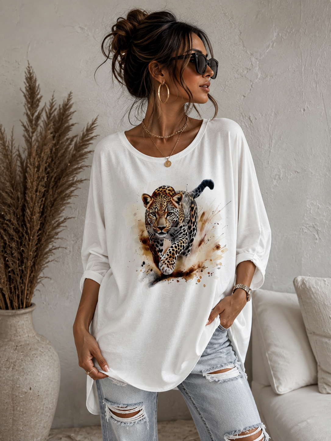 Leichtes Übergangsshirt mit Leopard – Dein neuer Blickfang! 🐆✨