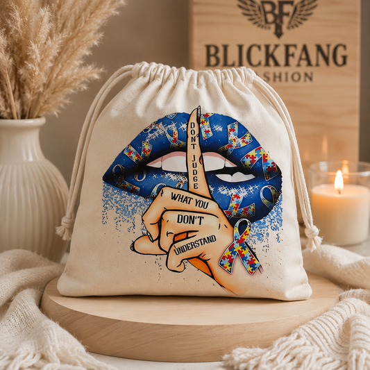 Handmade Baumwollbeutel – „Don’t Judge What You Don’t Understand“ 💙🧩