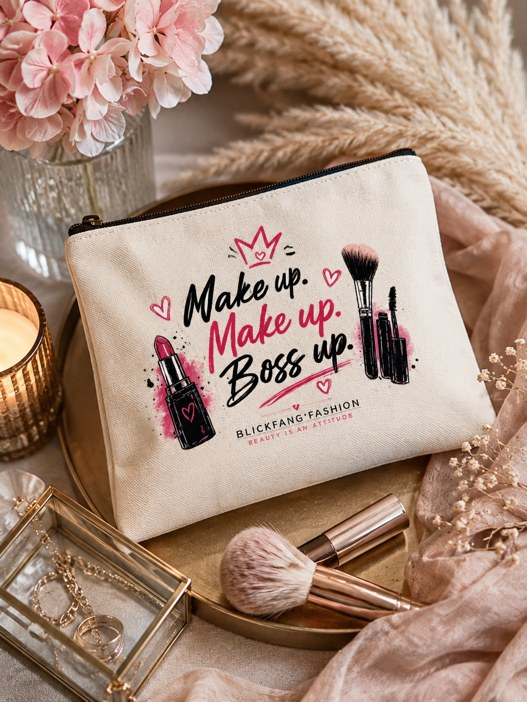 Kosmetiktasche “Make up. Boss up.” – Stylisch, praktisch & ein echter Blickfang