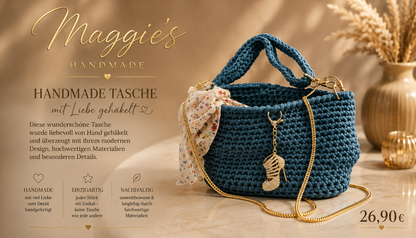 💙 Handmade Tasche „Petrol Love“ – 27 × 17 cm