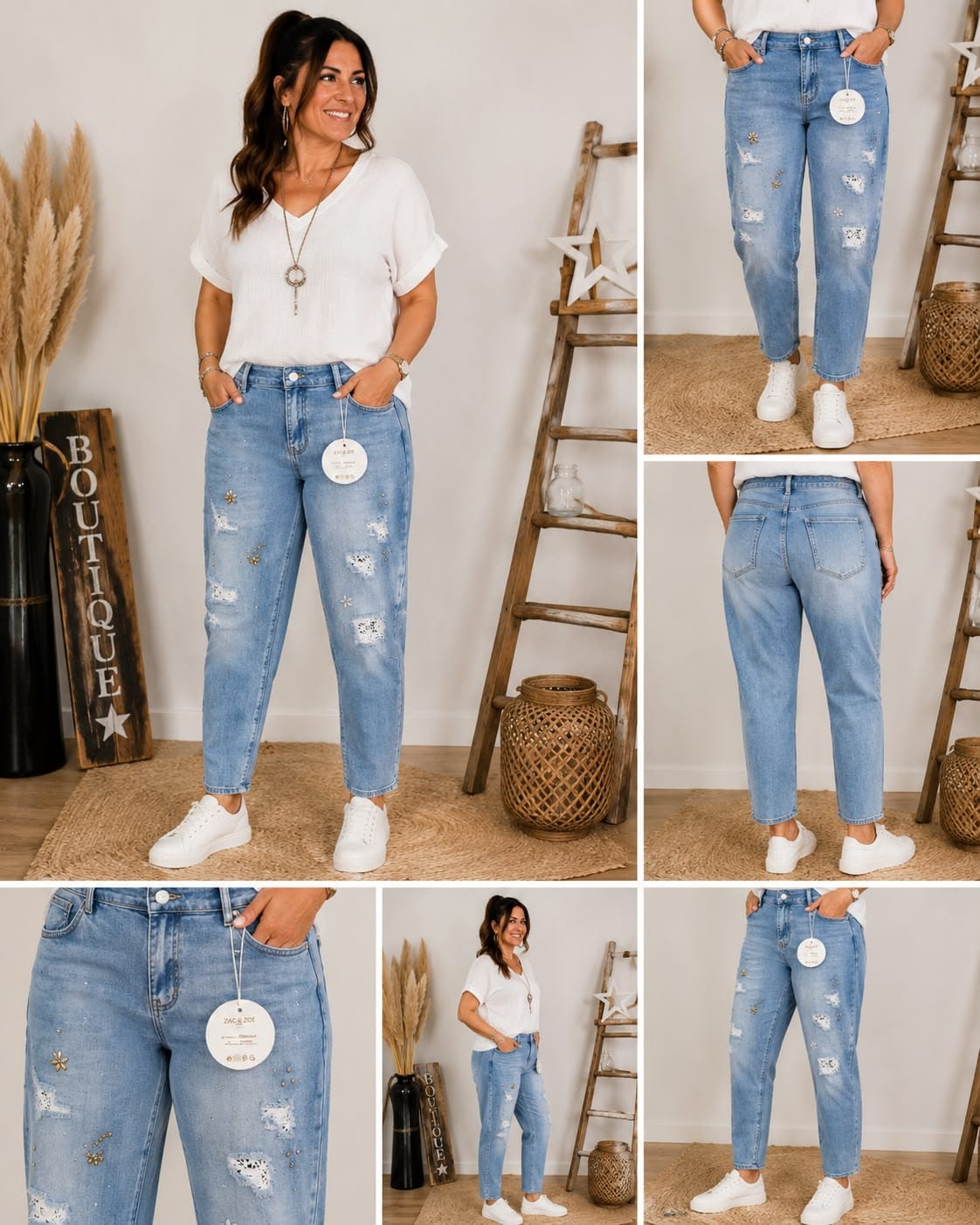 Statement Jeans „Glam Denim" | Destroyed & Schmuckdetails | Gr. 36–44
