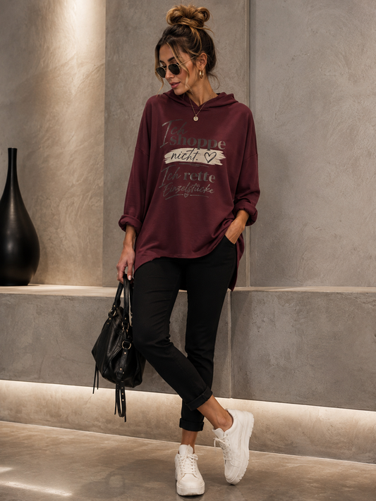„Ich shoppe nicht – ich rette Einzelstücke“ Oversize Hoodie | Gr. 42–52