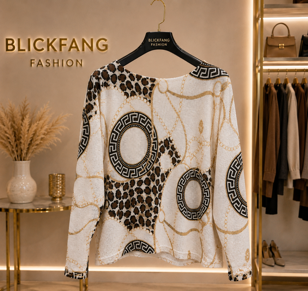 Leo Chain Strickpullover | Creme-Braun |