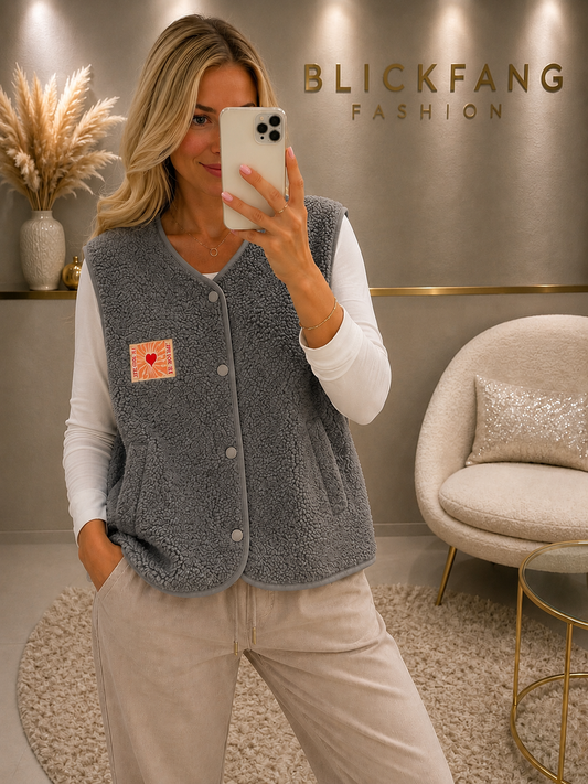 🖤 Teddy-Weste „Le Soleil“ – Cozy Must-have