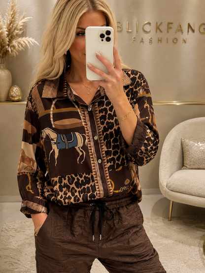 🤎 Leo Love Bluse – Wild, Elegant & Absolut Besonders