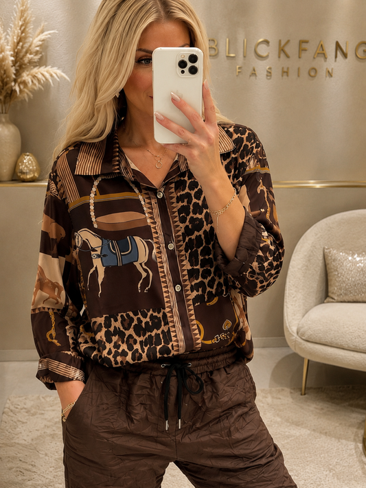 🤎 Leo Love Bluse – Wild, Elegant & Absolut Besonders