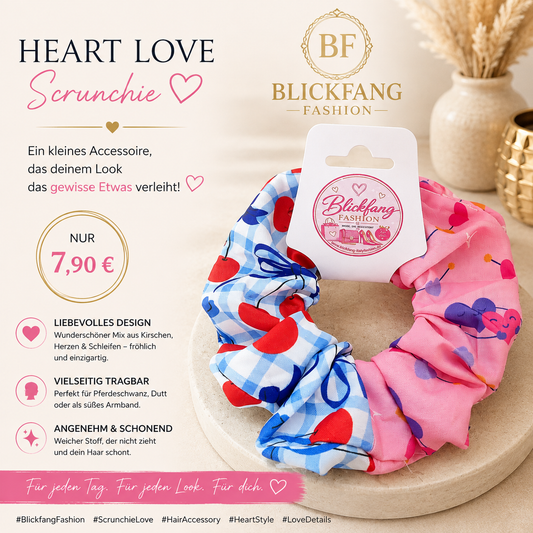 Cherry Love Scrunchie – Pink & Blue 8002