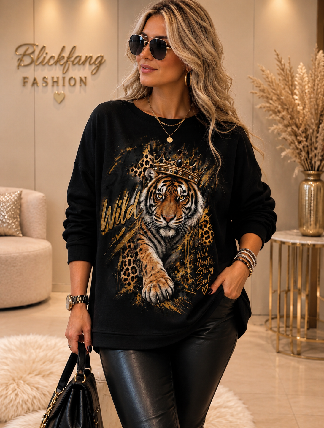 WILD TIGER LOVE – Butterweicher Oversize Sweater mit Statement-Print 🖤✨