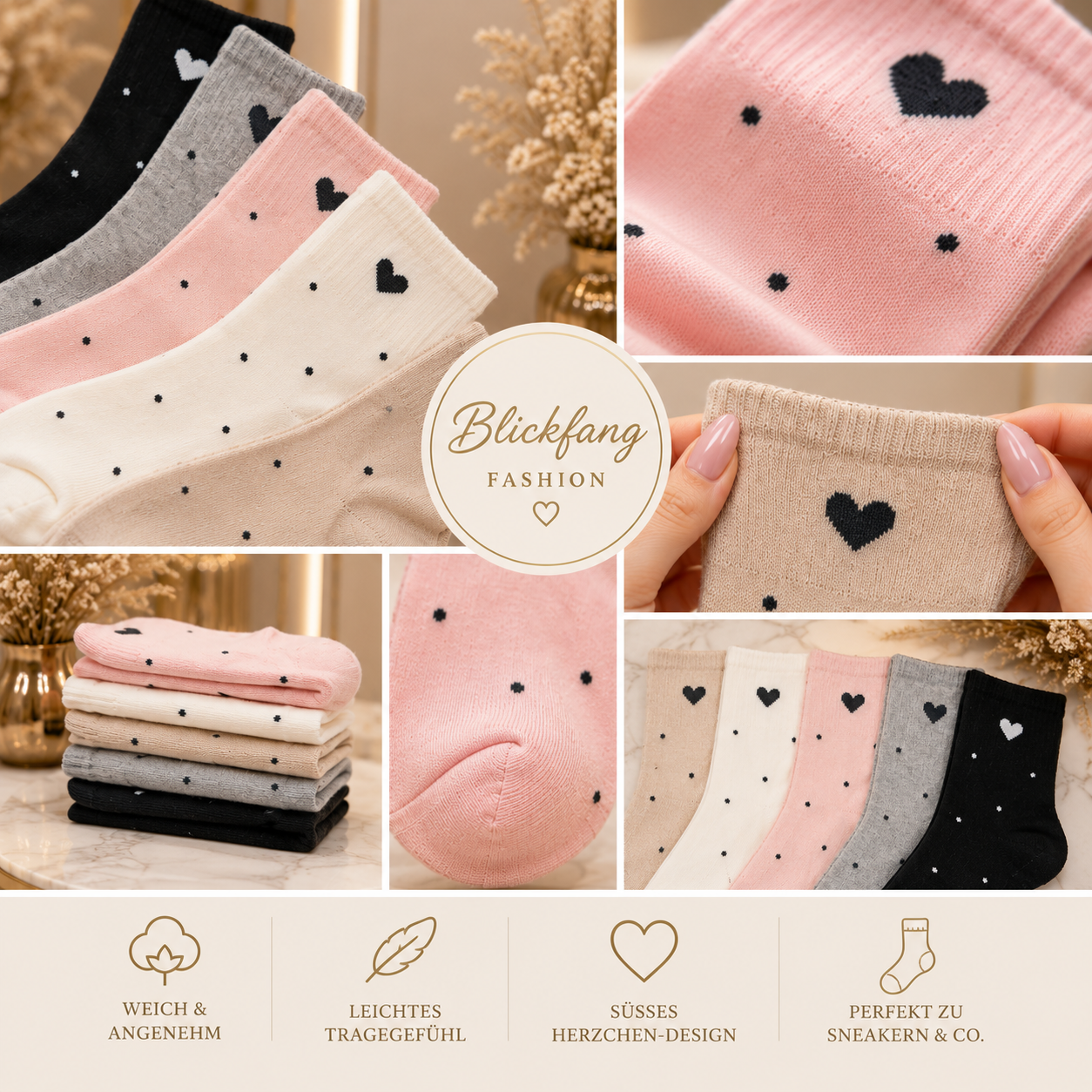 HEART & DOTS – Leichte Söckchen mit Herzchen-Detail 🤍