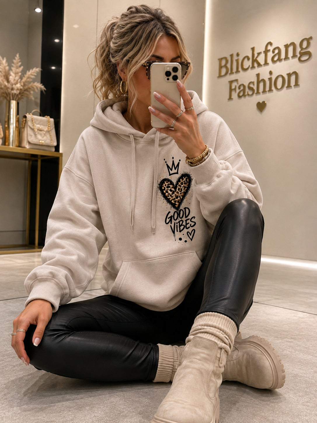 🔥 GOOD VIBES Teddy Hoodie – Leo Statement 🐻🐆