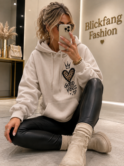 🔥 GOOD VIBES Teddy Hoodie – Leo Statement 🐻🐆