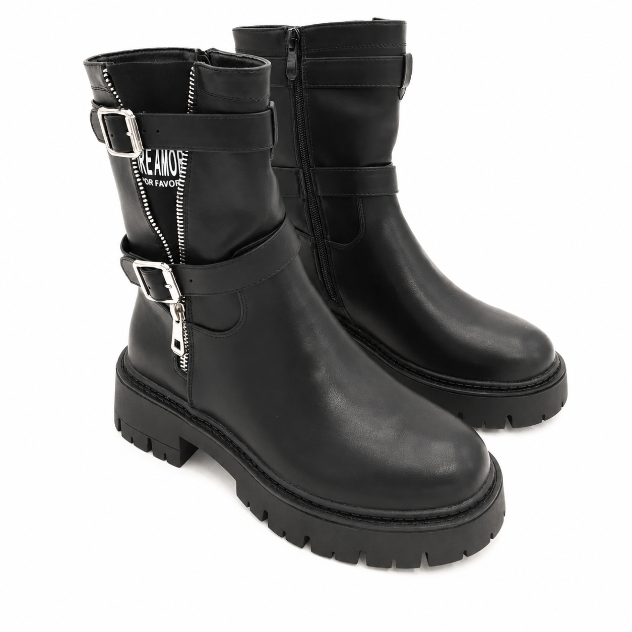 Statement Biker Boots – Black | Trend-Boots mit Schnallen